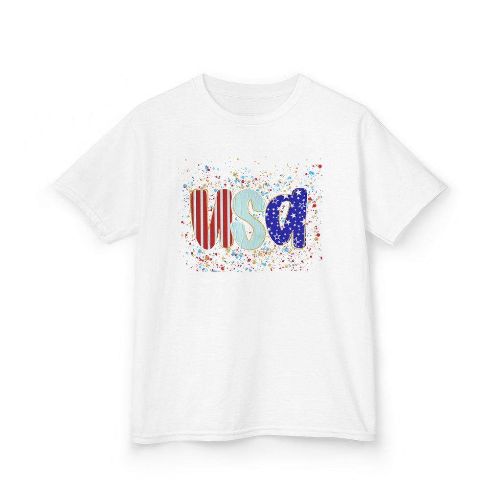 Youth, Kids USA Flag Splash T-Shirt — Patriotic Fourth of July Tee for Children