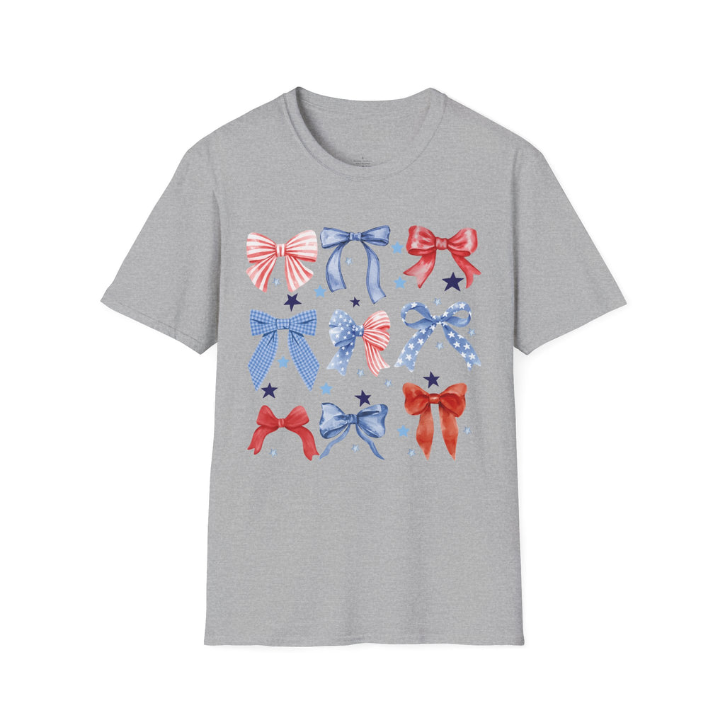 Patriotic Red White Blue Bow T-Shirt — Stars & Ribbon Graphic Tee