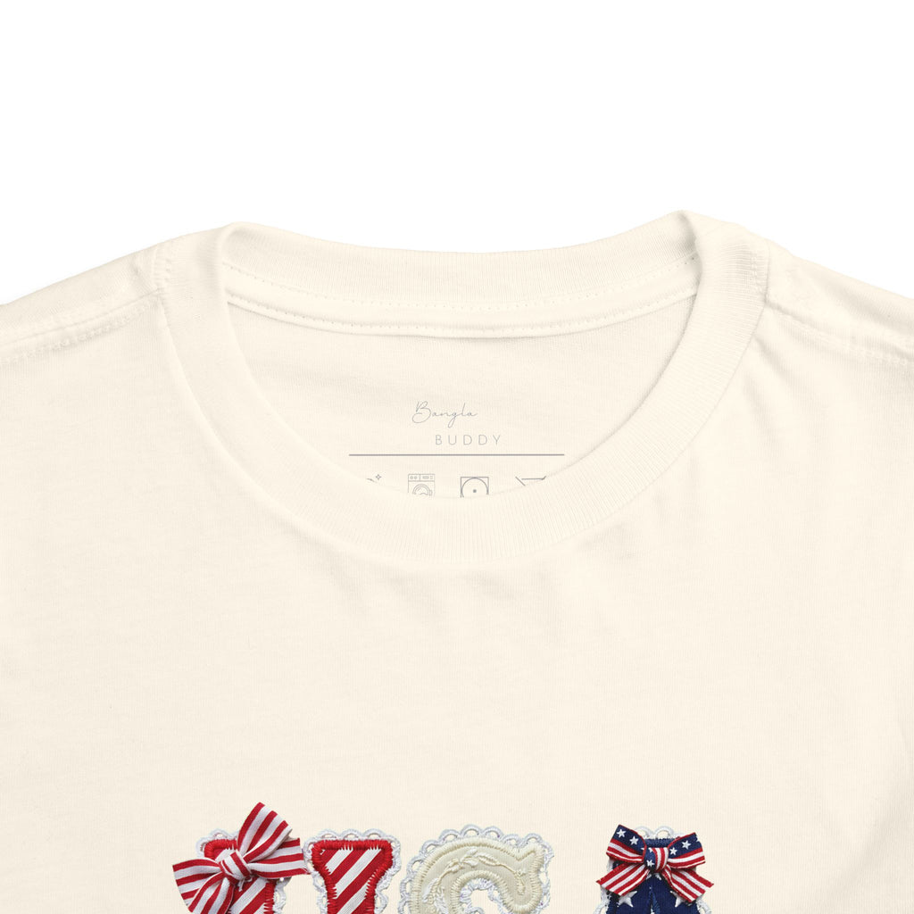 Toddler Tee - "USA" Patriotic Applique Short Sleeve