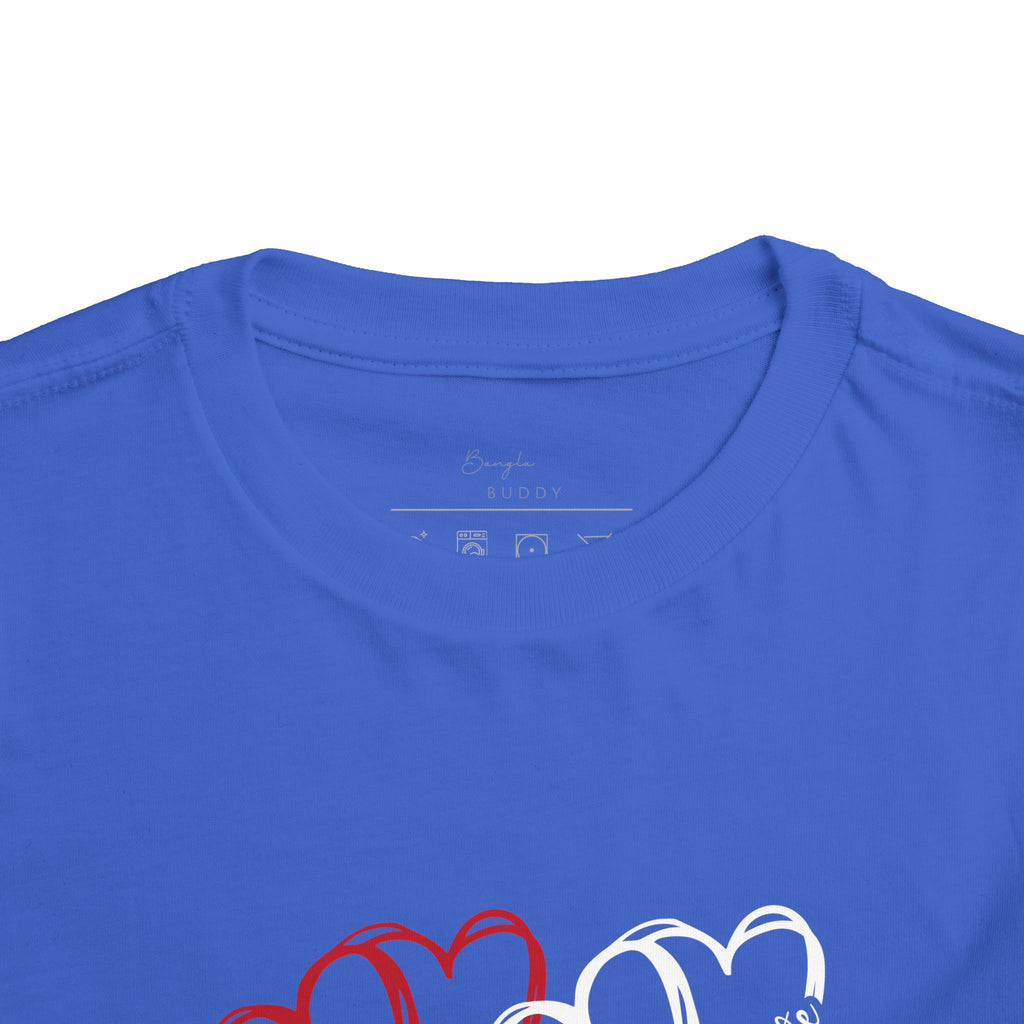 Toddler Tee — Red White Blue Heart Trio (Patriotic Kids Shirt)