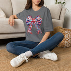 Patriotic Red White Blue Bow T-Shirt — 4th of July Americana Graphic Tee