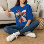 Patriotic Bow T-Shirt — Vintage American Flag Ribbon Tee