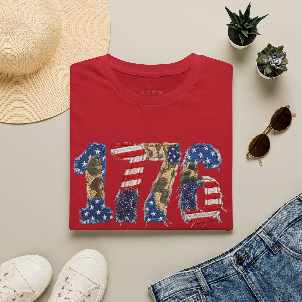 1776 Patriotic T-Shirt — American Flag & Camouflage Vintage Independence Tee