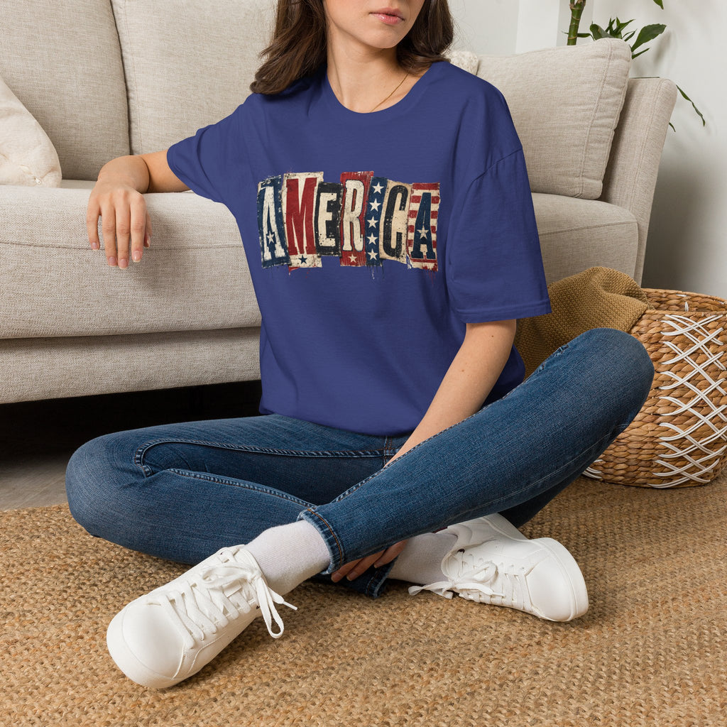 America Vintage Flag T-Shirt — Patriotic USA Graphic Tee for 4th of July
