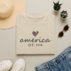 America Est. 1776 Heart T-Shirt — Patriotic USA Independence Day Tee