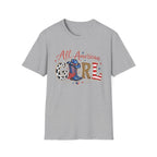 All American Girl T-Shirt — Patriotic USA Leopard & Flag Graphic Tee