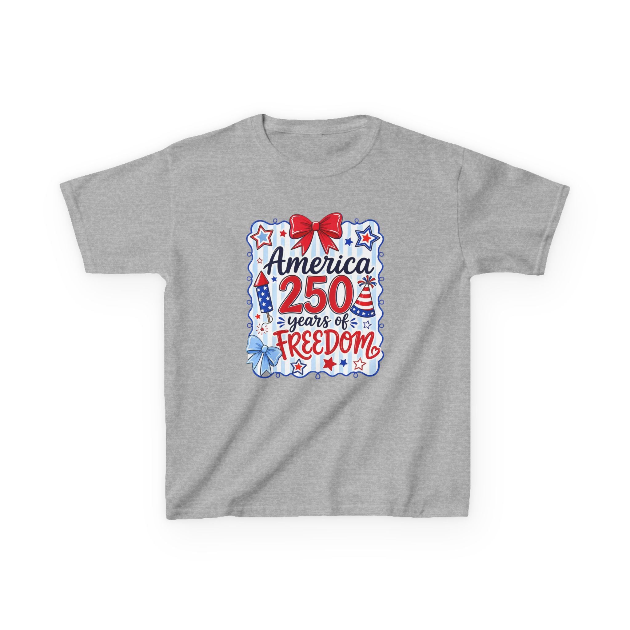 Youth, Kids Tee — "America 250 Years of Freedom" Patriotic Fourth of July Shirt