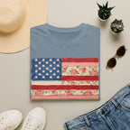 Patriotic Floral American Flag T-Shirt — Vintage Rose USA Tee for Fourth of July