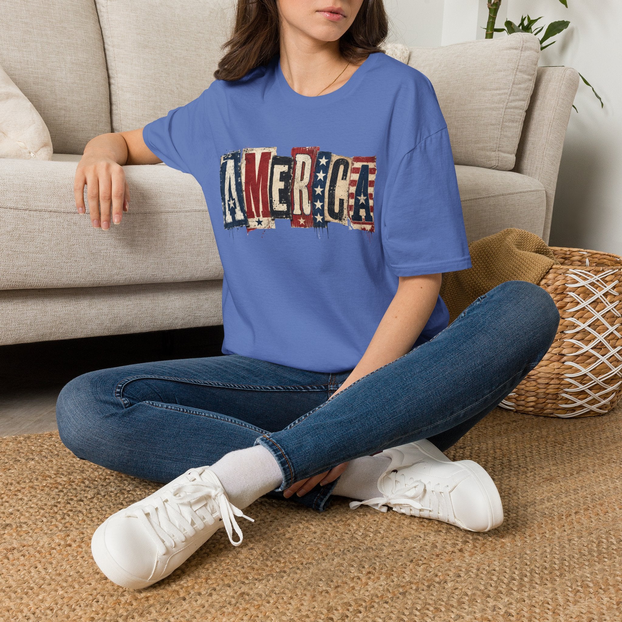 America Vintage Flag T-Shirt — Patriotic USA Graphic Tee for 4th of July