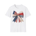 Patriotic Bow T-Shirt — Vintage American Flag Ribbon Tee