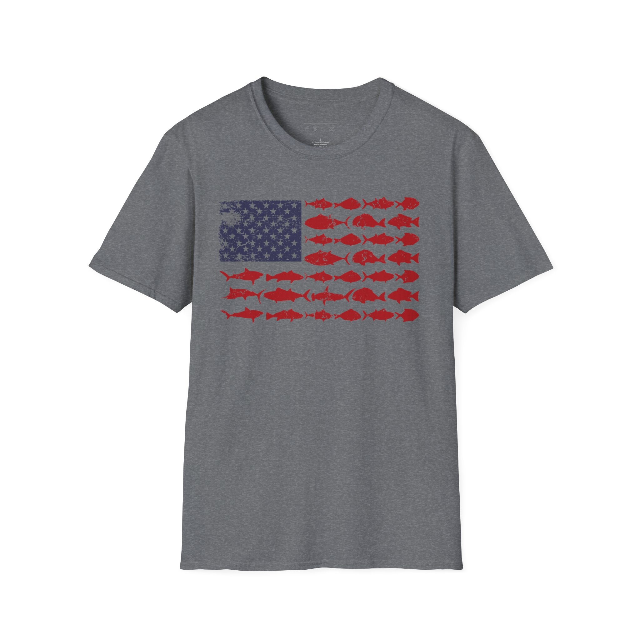 American Fishing Flag T-Shirt — Patriotic Fish Graphic Tee