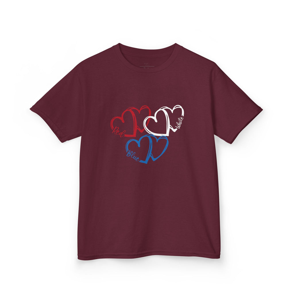 Youth, Kids Tee — Red & Blue Heart Sketches "You & Me" Casual Love Shirt
