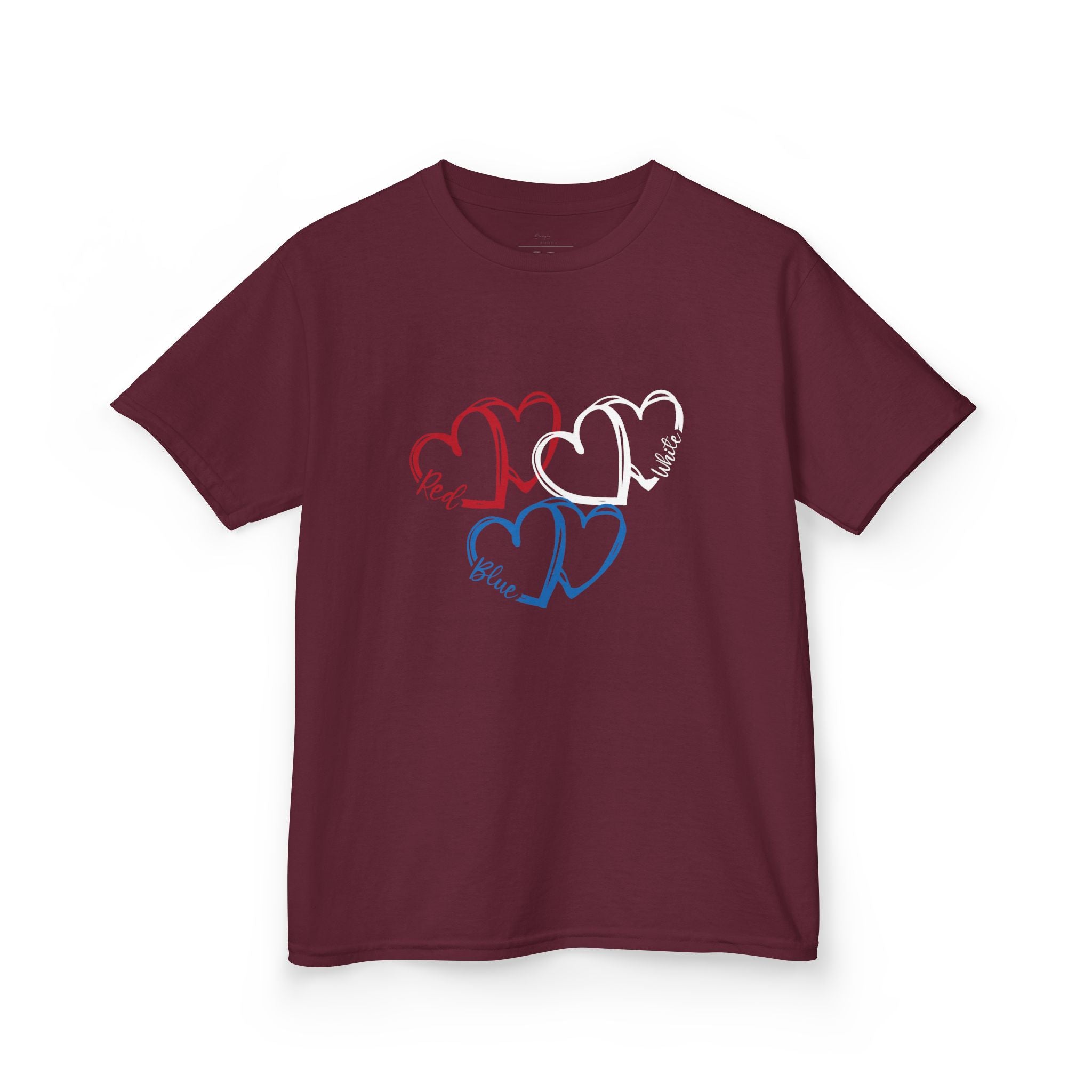 Youth, Kids Tee — Red & Blue Heart Sketches "You & Me" Casual Love Shirt