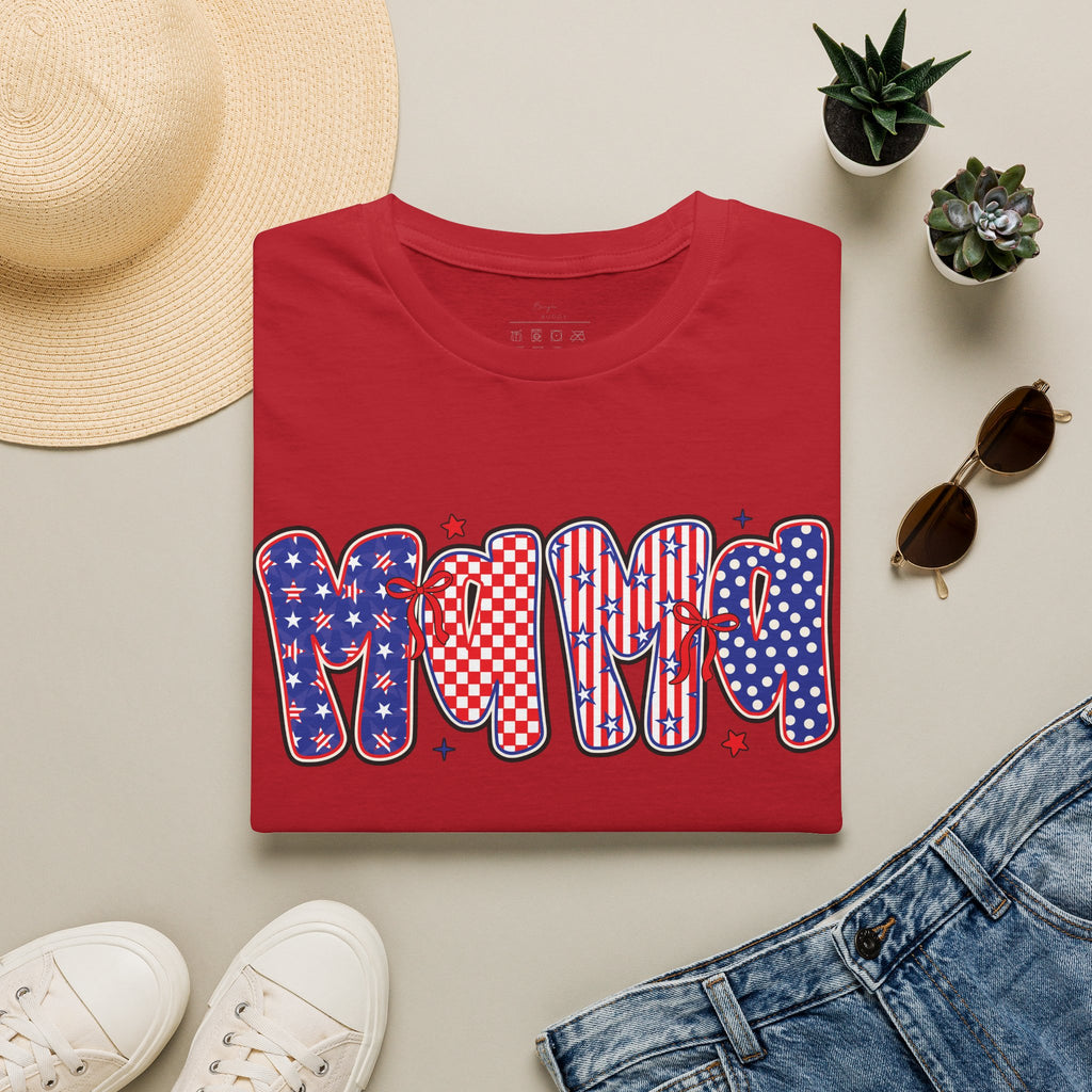 Mama Patriotic American Flag T-Shirt — Fourth of July Mom Tee