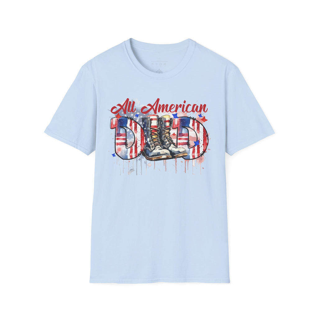 All American Dad T-Shirt — Patriotic Flag Boots Graphic Tee for Father's Day & 4th of July