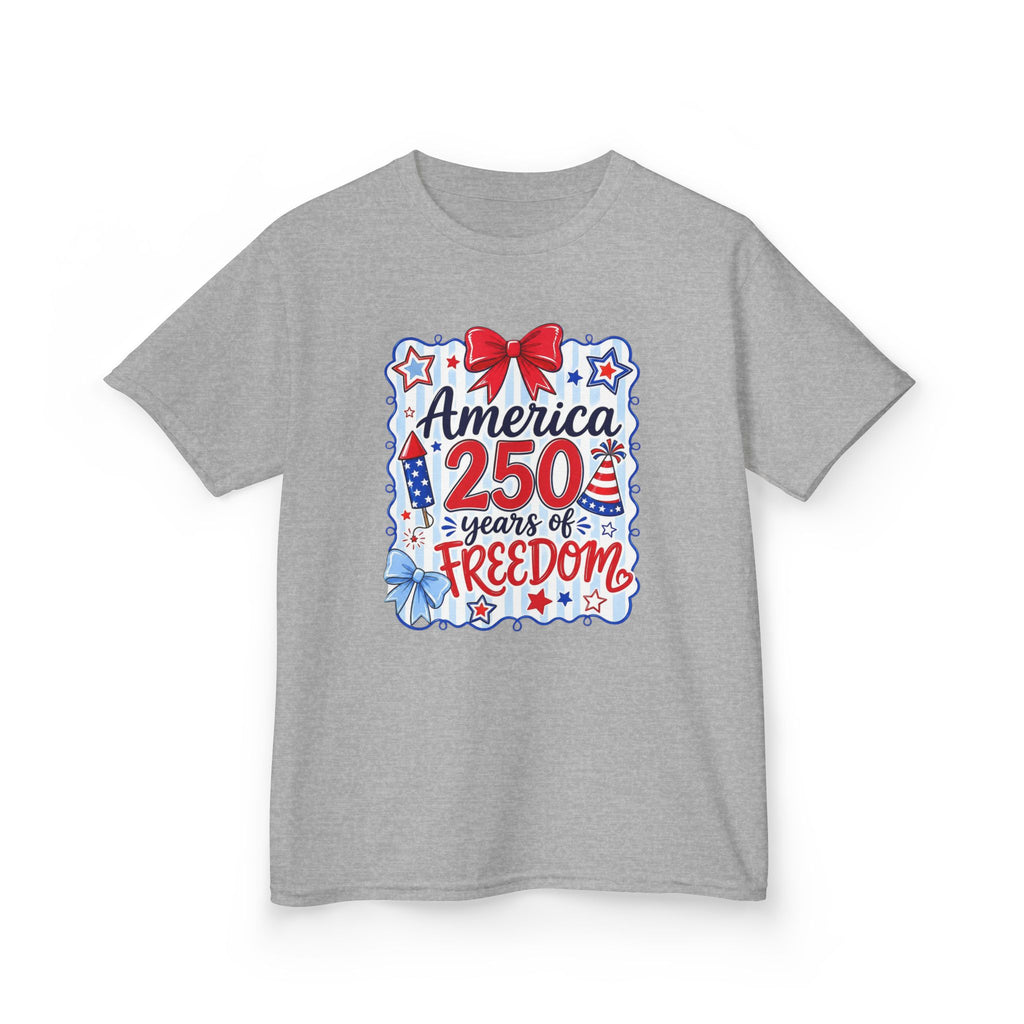 Youth, Kids Tee — "America 250 Years of Freedom" Patriotic Fourth of July Shirt