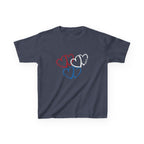 Youth, Kids Tee — Red & Blue Heart Sketches "You & Me" Casual Love Shirt