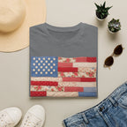 Patchwork American Flag T-Shirt — Vintage Floral Patriotic Tee