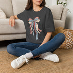 Bow Ribbon T-Shirt — Vintage Americana Floral & Gingham Bow Tee