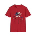 Butterfly Watercolor T-Shirt — Patriotic Red White Blue Floral Graphic