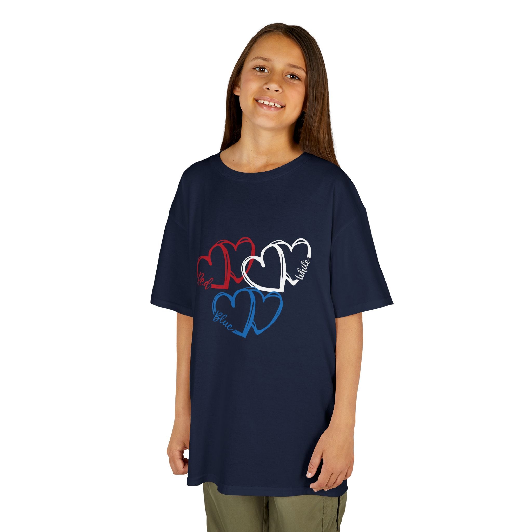 Youth, Kids Tee — Red & Blue Heart