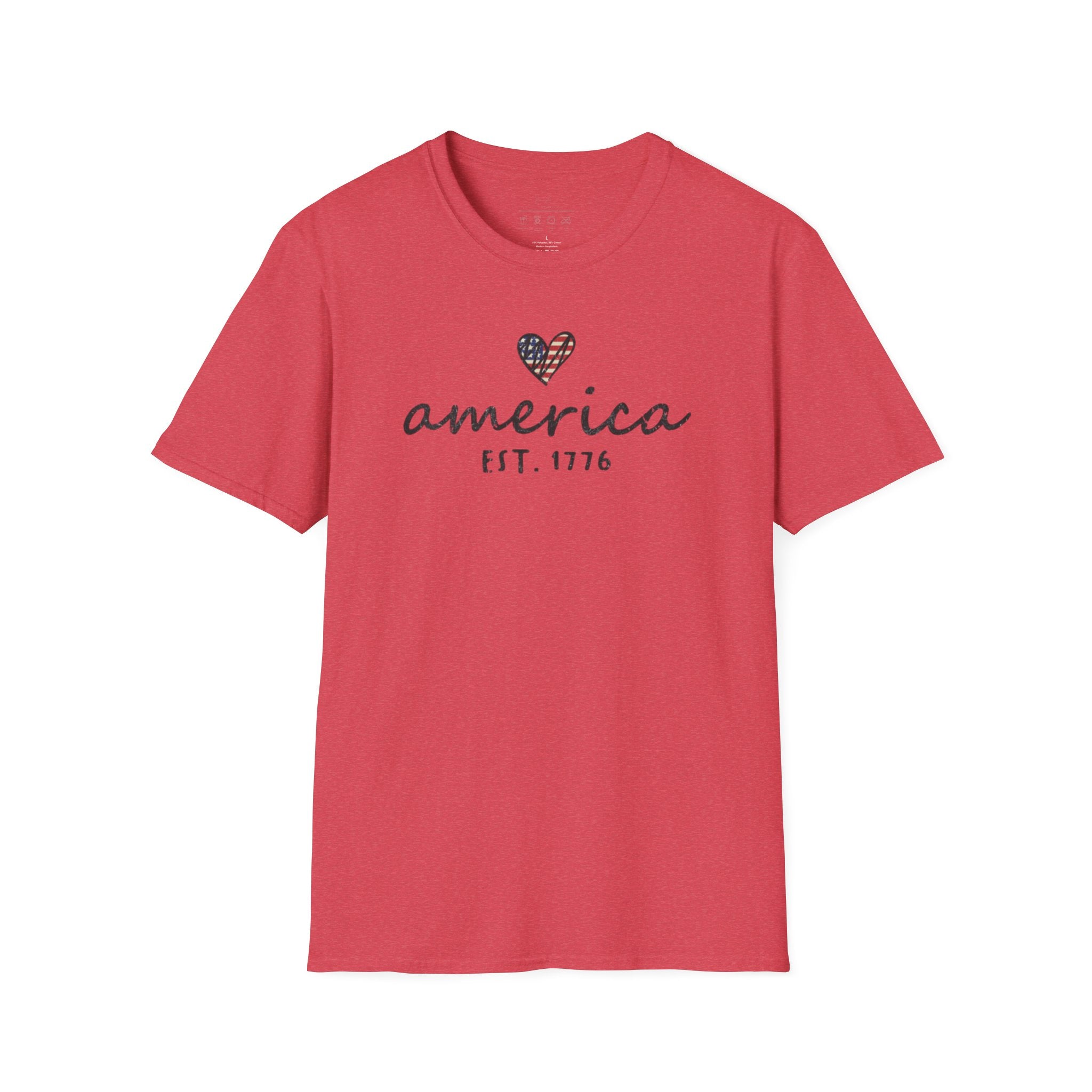 America Est. 1776 Heart T-Shirt — Patriotic USA Independence Day Tee