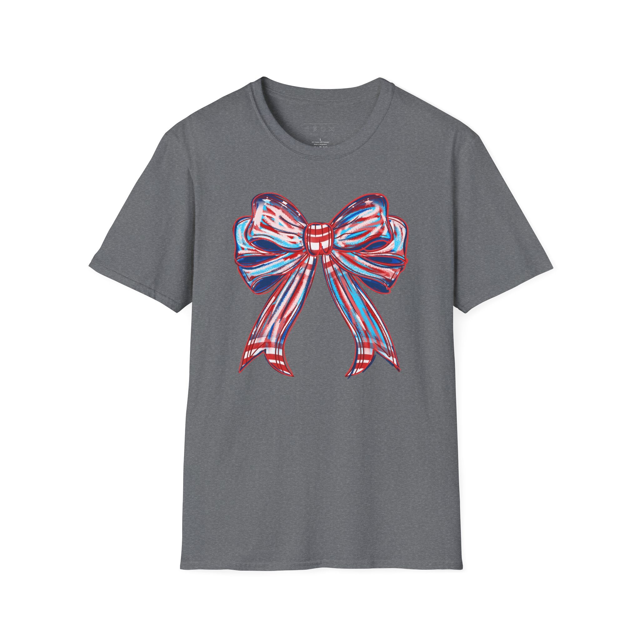 Patriotic Red White Blue Bow T-Shirt — 4th of July Americana Graphic Tee