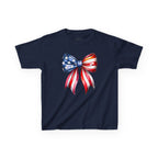 Youth, Kids Tee — Patriotic American Flag Bow Graphic (Fourth of July)