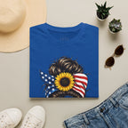 T-Shirt — Patriotic Sunflower Messy Bun (America)