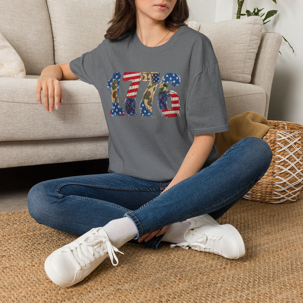 1776 Patriotic T-Shirt — American Flag & Camouflage Vintage Independence Tee
