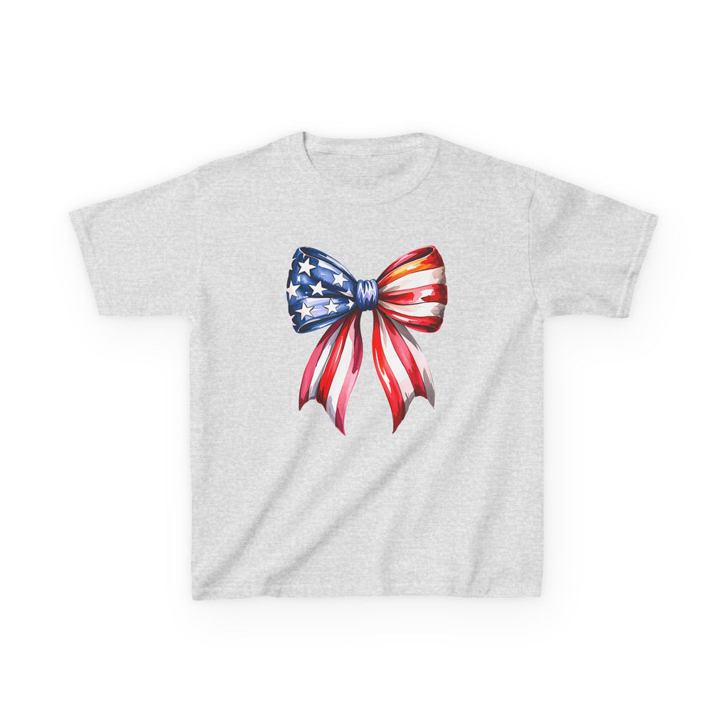 Youth, Kids Tee — Patriotic American Flag Bow Graphic (Fourth of July)
