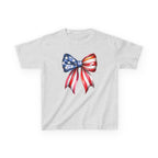 Youth, Kids Tee — Patriotic American Flag Bow Graphic (Fourth of July)