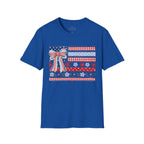 Patriotic Bow Flag T-Shirt – Red White Blue American Floral Plaid Tee