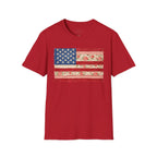 Patriotic Floral American Flag T-Shirt — Vintage Rose USA Tee for Fourth of July