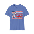 Patriotic Bow Flag T-Shirt – Red White Blue American Floral Plaid Tee