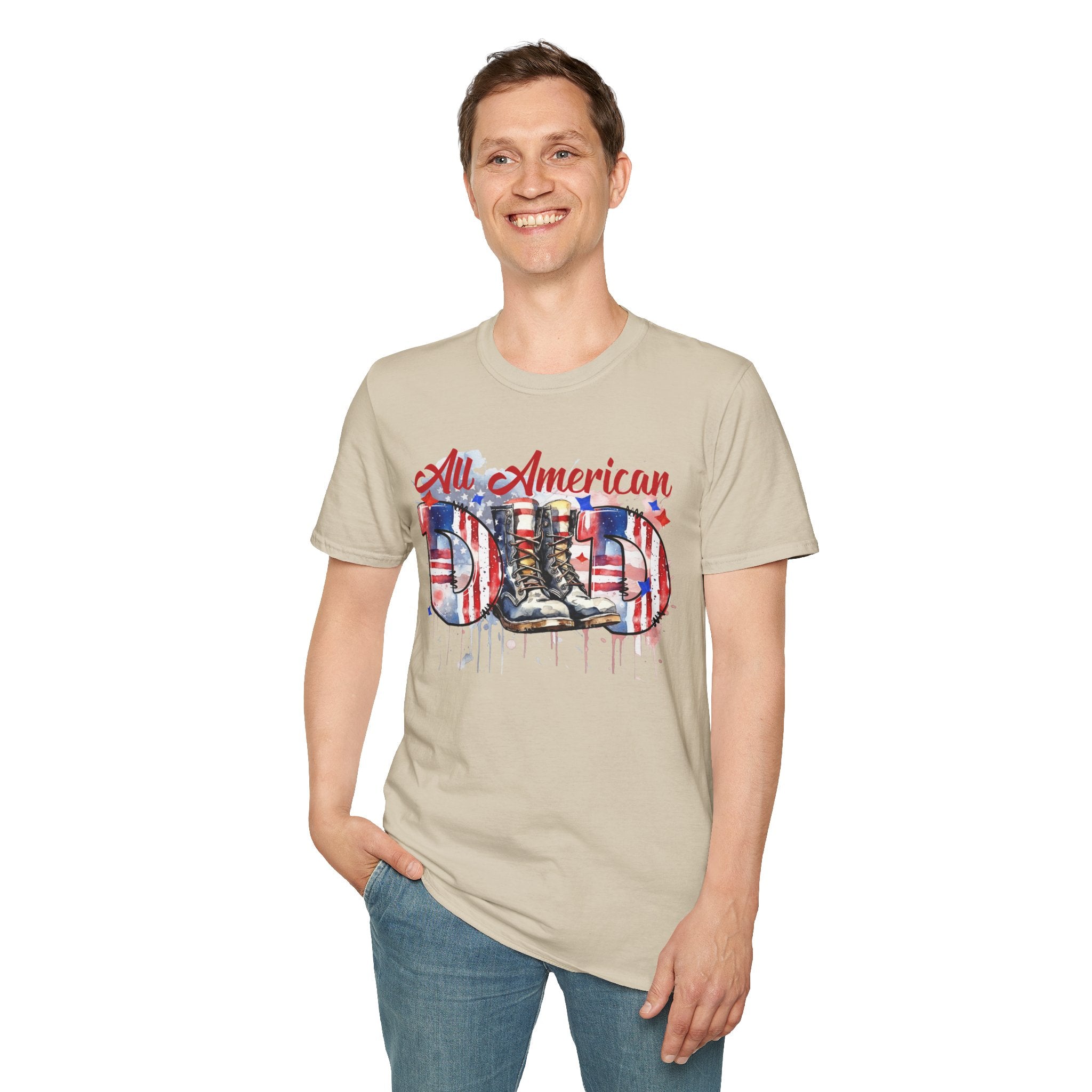 All American Dad T-Shirt — Patriotic Flag Boots Graphic Tee for Father's Day & 4th of July