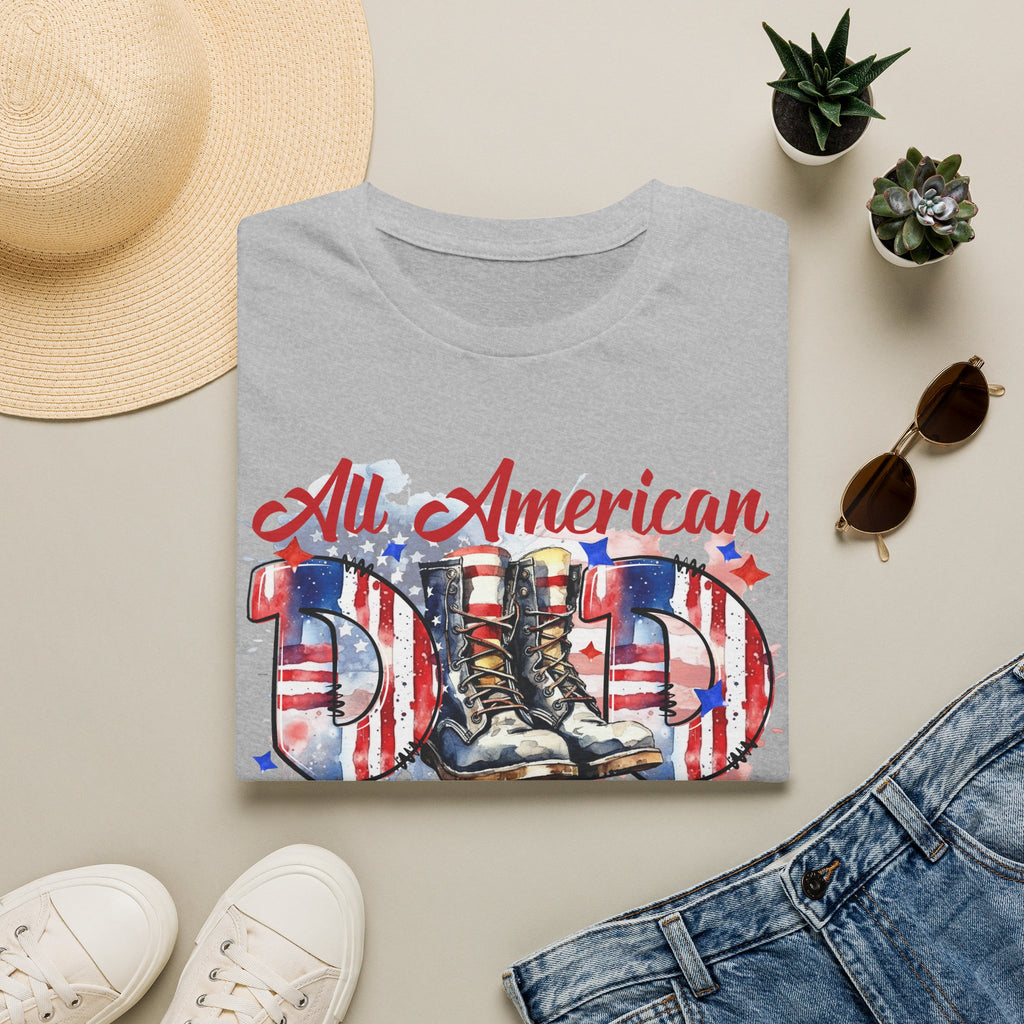 All American Dad T-Shirt — Patriotic Flag Boots Graphic Tee for Father's Day & 4th of July