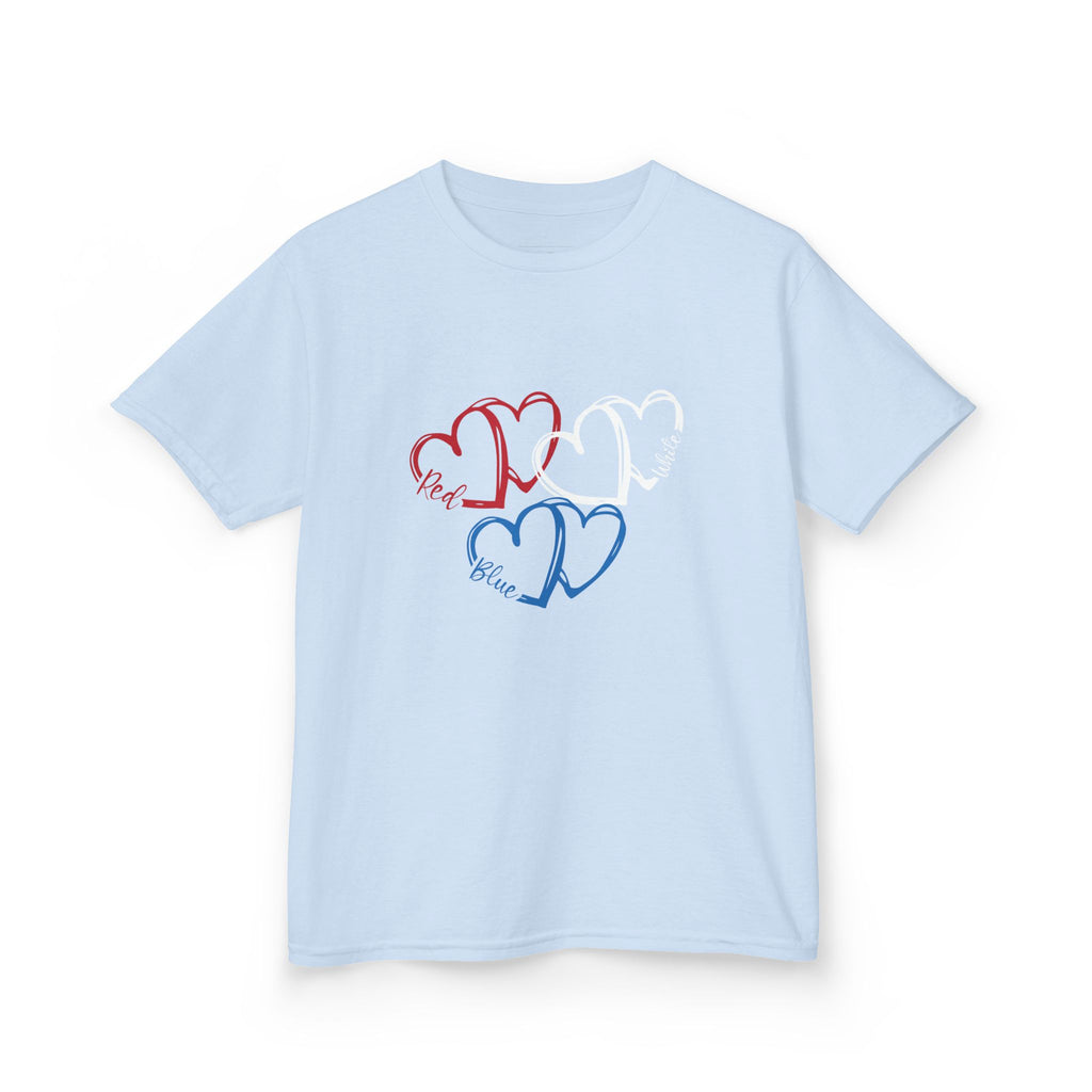 Youth, Kids Tee — Red & Blue Heart Sketches "You & Me" Casual Love Shirt