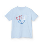Youth, Kids Tee — Red & Blue Heart Sketches "You & Me" Casual Love Shirt