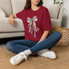 Bow Ribbon T-Shirt — Vintage Americana Floral & Gingham Bow Tee