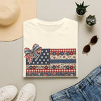 Patriotic Floral Flag T-Shirt — Americana Bow Stars & Stripes Top