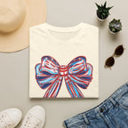 Patriotic Red White Blue Bow T-Shirt — 4th of July Americana Graphic Tee