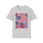 American Flag Floral T-Shirt — Patriotic Stars & Stripes Tee