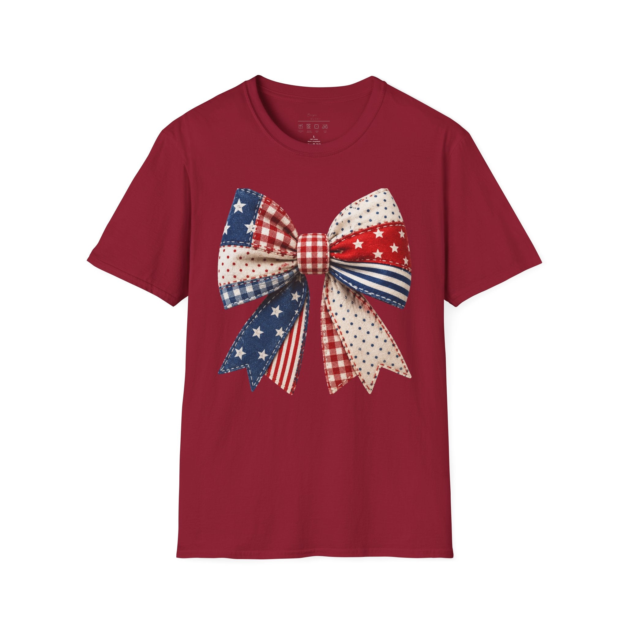 Patriotic Bow T-Shirt — Vintage American Flag Ribbon Tee