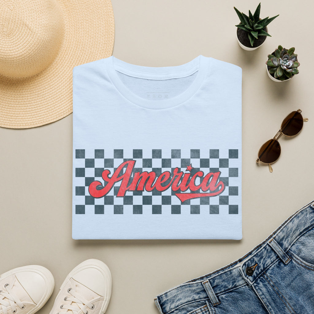 America Checkerboard Graphic T-Shirt