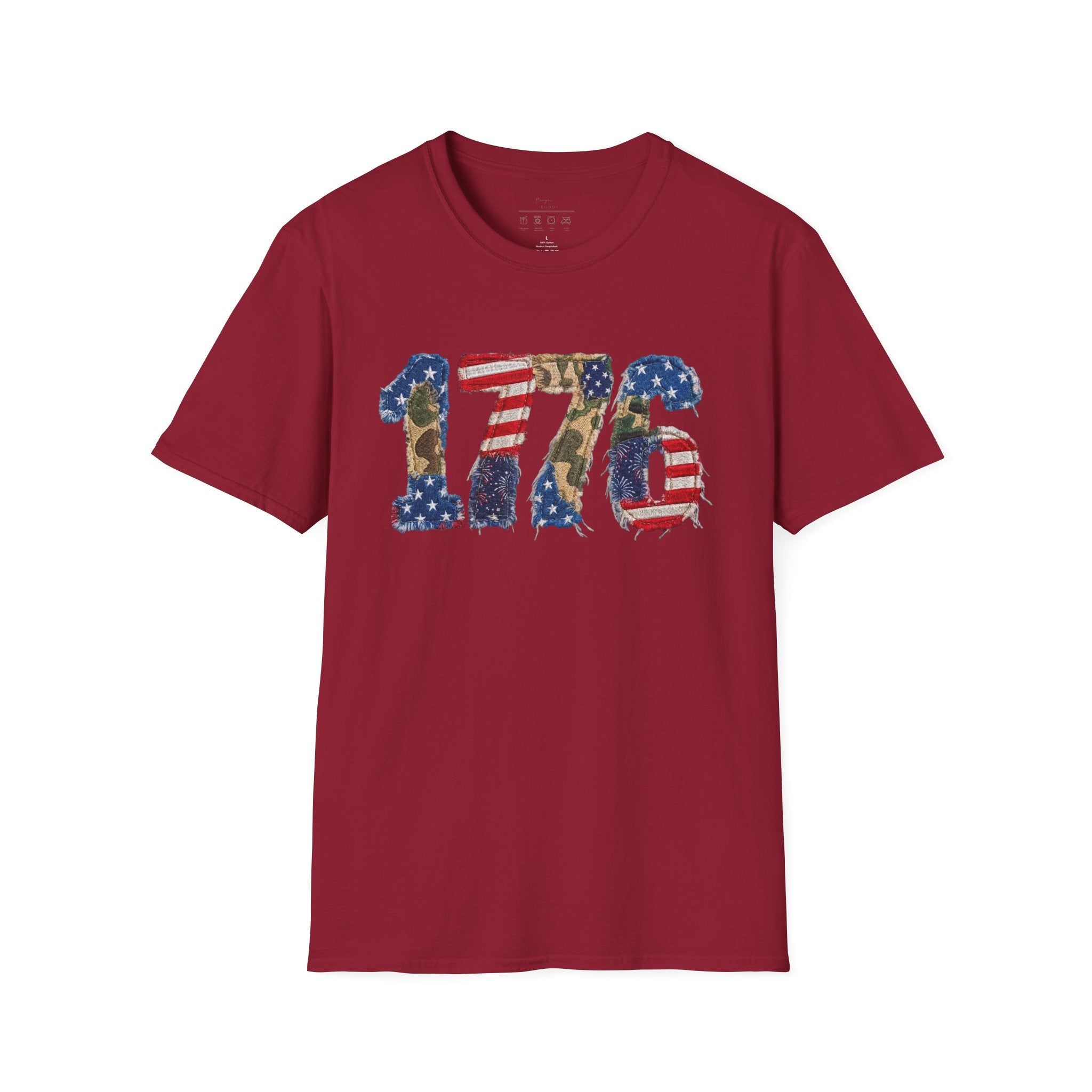 1776 Patriotic T-Shirt — American Flag & Camouflage Vintage Independence Tee