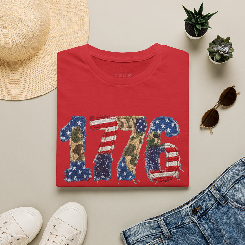 1776 Patriotic T-Shirt — American Flag & Camouflage Vintage Independence Tee
