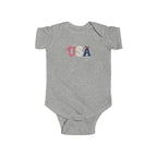 USA Baby Bodysuit — Patriotic Infant Onesie with Red, White & Blue Letters