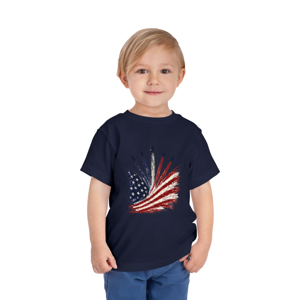 Toddler Tee - Patriotic American Flag Jet Spray Design (Fourth of July)