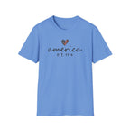 America Est. 1776 Heart T-Shirt — Patriotic USA Independence Day Tee